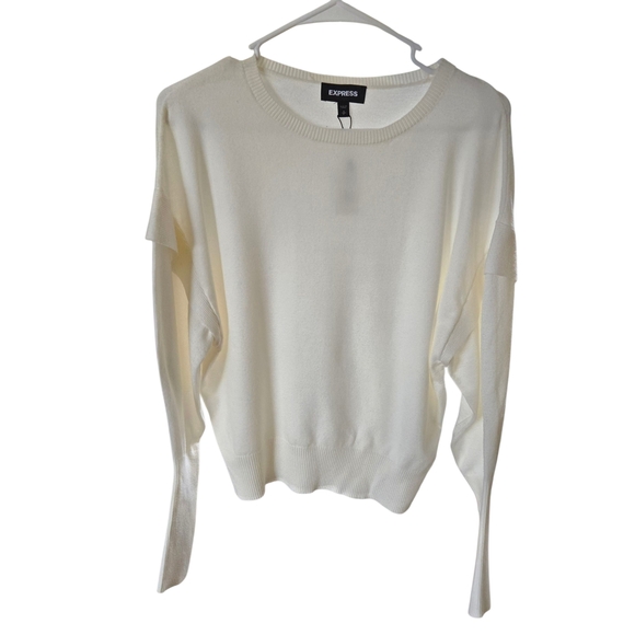 Express Cream Crew Neck Sweater - Picture 2 of 15